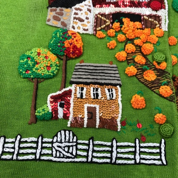 Michael Simon Fall Theme Thanksgiving Cardigan ~ Women’s Medium EUC - Picture 8 of 12